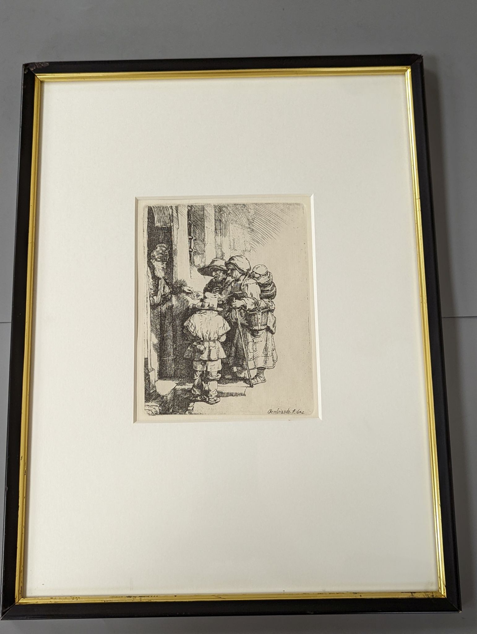 After Rembrandt Van Rijn, etching, 6.5 x 12.5cm